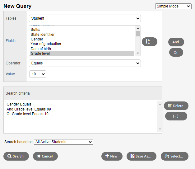 another simple mode query.